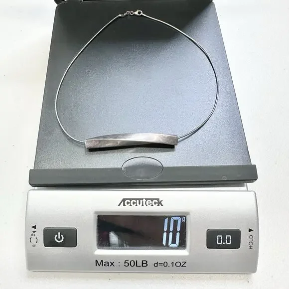 Sterling Silver Choker Snake Necklace 925 Twisted Tube Large Pendant Italy - Picture 5 of 5